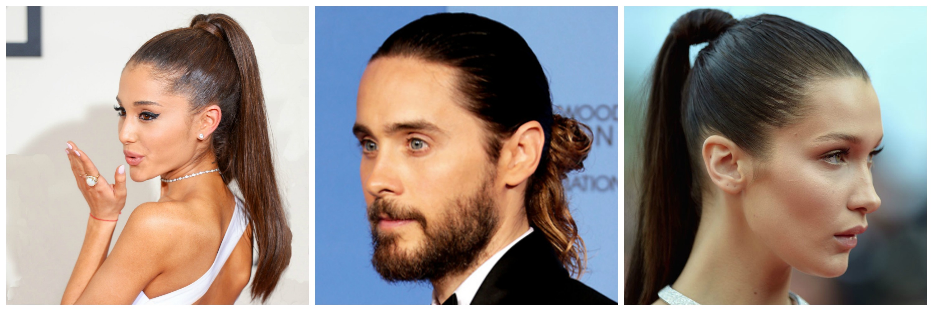 While tight ponytails have been in vogue for several years in women's fashion, the hipster man bun trend is a more recent development. 